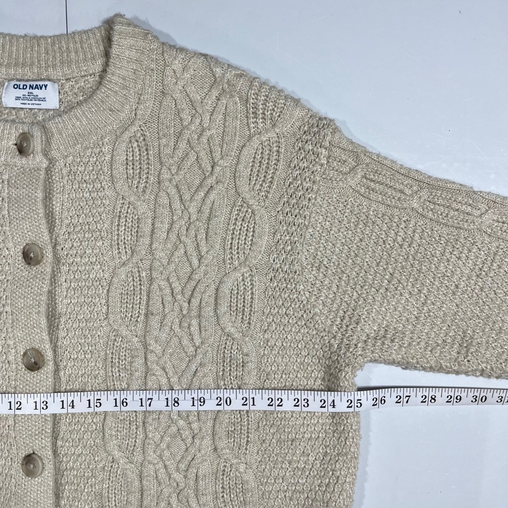 Old Navy Fisherman Cable Knit Preppy Cardigan Sweater Cottagecore Womens XXL - Picture 6 of 8